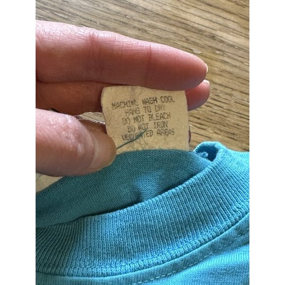Hang Ten Solid T-Shirt Blue Pocket Logo‎ Retro y2K Vintage Size Medium - Picture 10 of 12